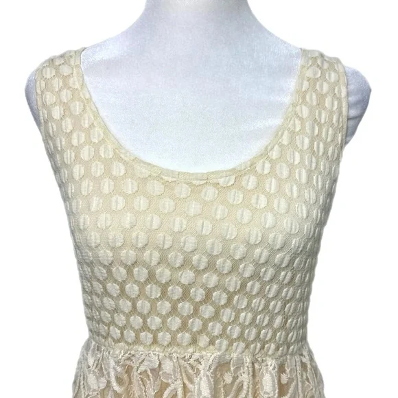 A'reve Anthropologie Boho Dress Women’s Sz M Cream Lace Sleeveless Vintage Style - Picture 5 of 11